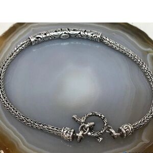 Balinese Sterling Silver wheat chain toggle bracelet